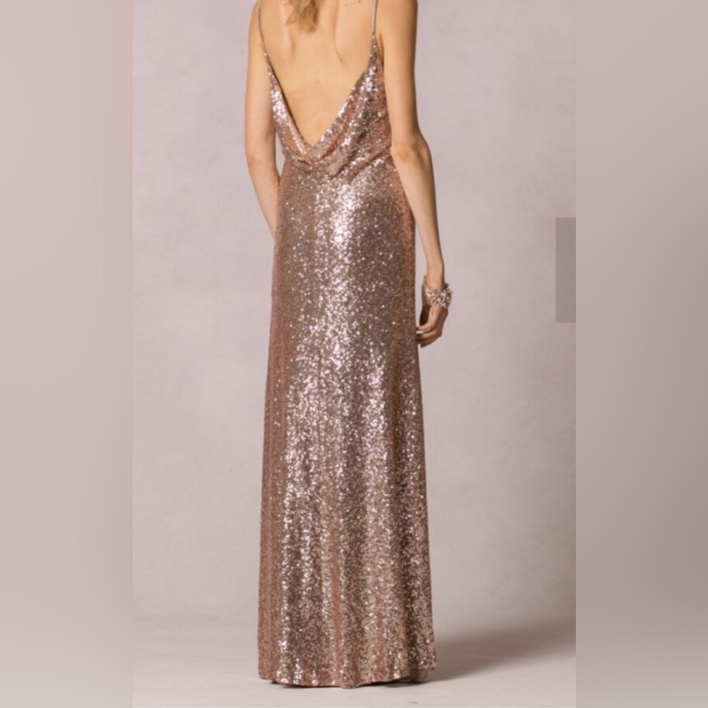 Jenny Yoo Collection Sequin Rose Gold Gown Worn Once 8 Make an Offer